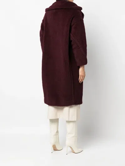 Max Mara Bordeaux Teddy Bear Icon Coat In Alpaca And Wool In Burgundy