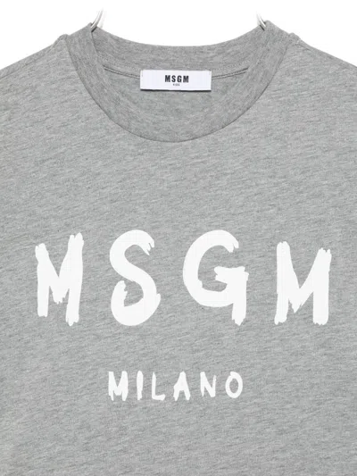 Msgm Logo-print T-shirt In Gray