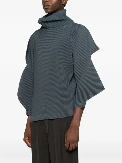 Issey Miyake Angular Stone Jumper In Blue