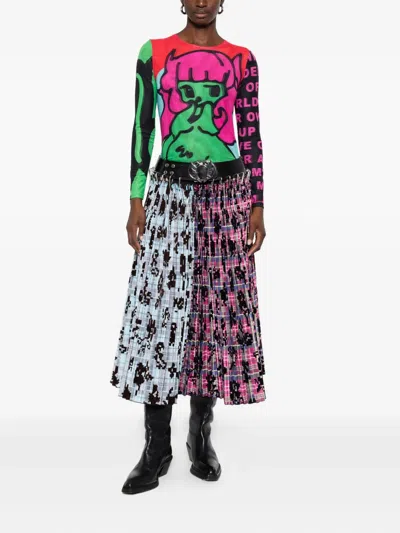 Chopova Lowena Tiny Long Sleeve Mesh Top In Multi