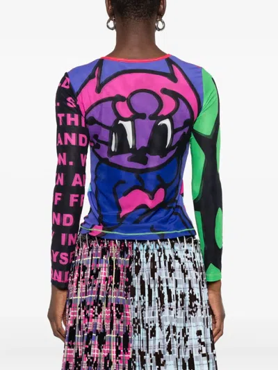 Chopova Lowena Tiny Long Sleeve Mesh Top In Multi