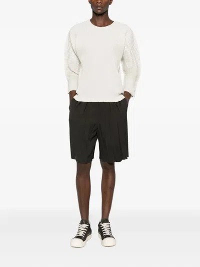 Issey Miyake Pleated Shorts In Brown
