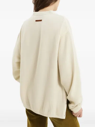 1989 Studio Ribbed Sweater With Button And Side Slits In White