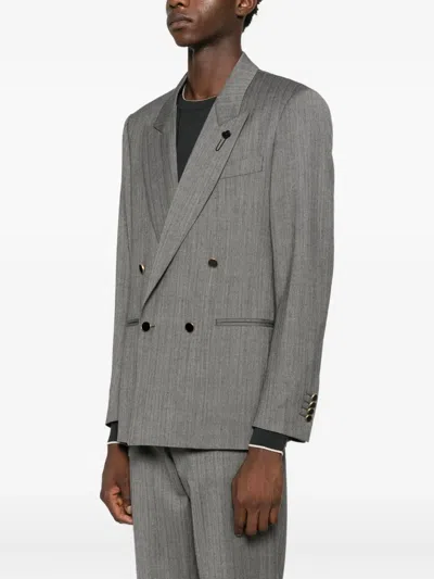 Lardini Double-breasted Jacket In Gray