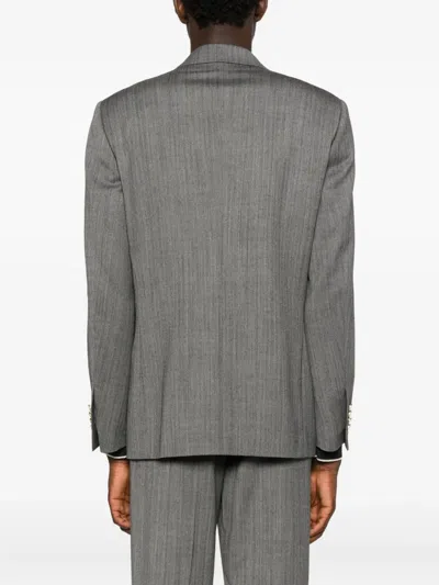 Lardini Double-breasted Jacket In Gray