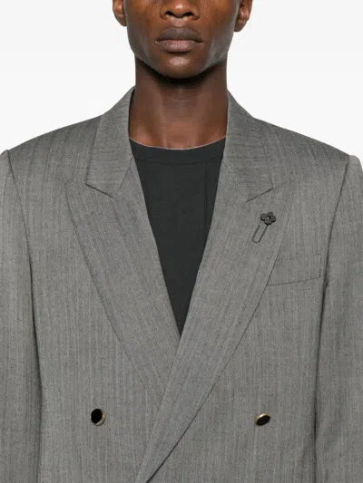 Lardini Double-breasted Jacket In Gray