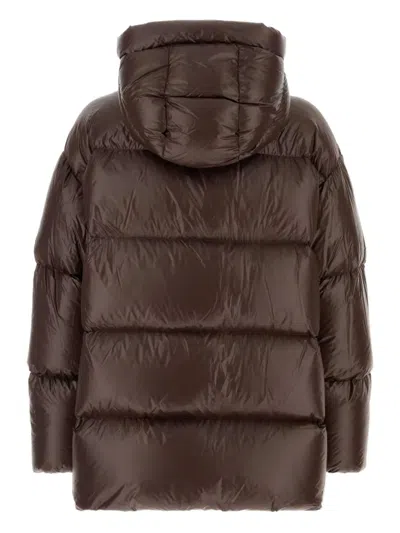 Jil Sander Chocolate Nylon Down Jacket In Brown