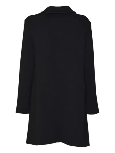 Charlott Tailored Blue Coat With Structured Collar And Distinctive Button Detail In Black