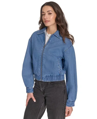 Levi's Women's Laydown Collar Bomber Denim Jacket In Blue