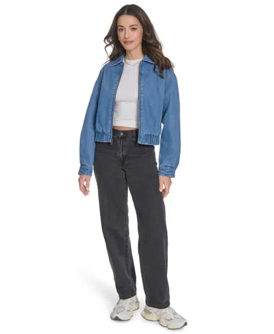 Levi's Women's Laydown Collar Bomber Denim Jacket In Blue