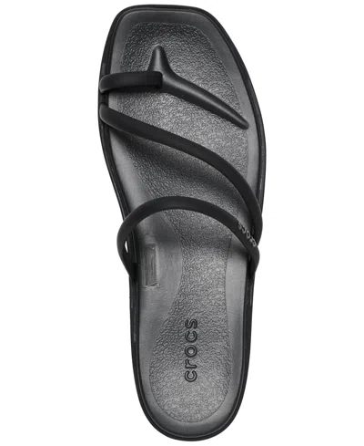Crocs Women's Miami Toe Loop Sandals From Finish Line In Black