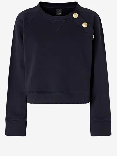 Pinko Cotton Sweatshirt With Buttons In Blue