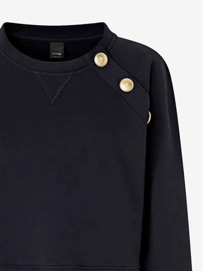 Pinko Cotton Sweatshirt With Buttons In Blue