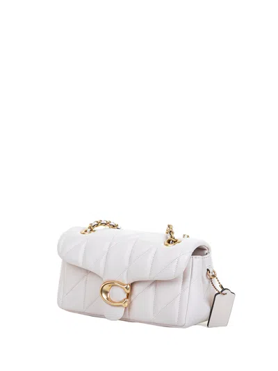 Coach Quilted Leather Shoulder Bag With Chain Strap In White
