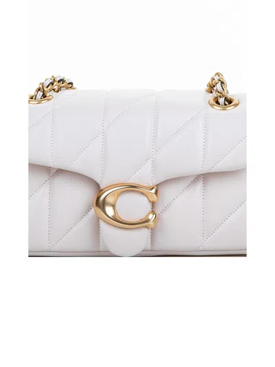 Coach Quilted Leather Shoulder Bag With Chain Strap In White