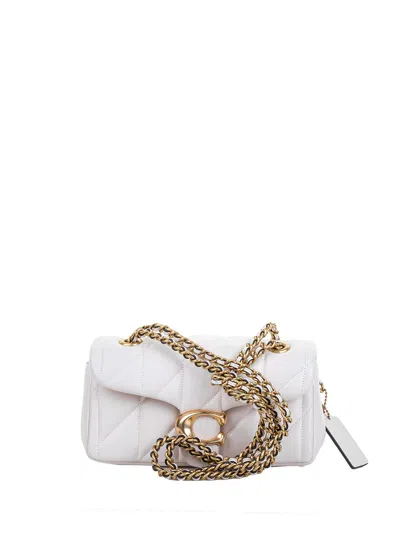 Coach Quilted Leather Shoulder Bag With Chain Strap In White