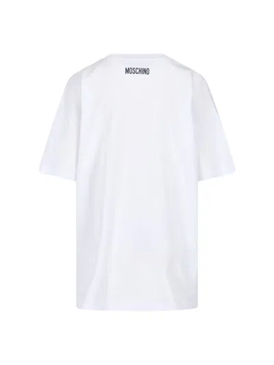 Moschino Graphic Print Relaxed Fit Short Sleeve Top In White