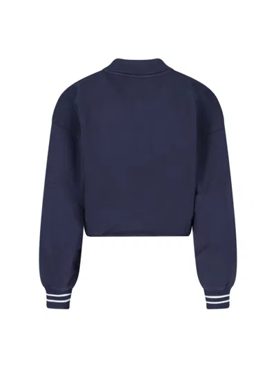 Off-white Embroidered Script Logo Crop Polo Sweater In Multi