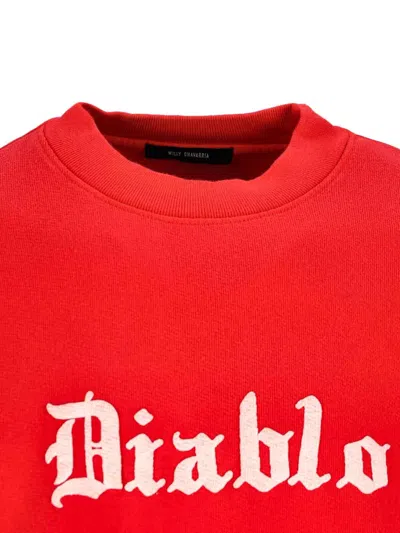 Willy Chavarria Diablo Hooligan Red Vintage-effect Sweatshirt In Red