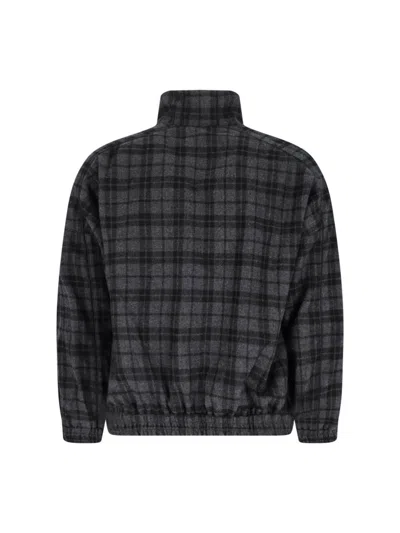 Willy Chavarria Ruff Rider Logo-embroidered Checked Wool-blend Jacket In Gray