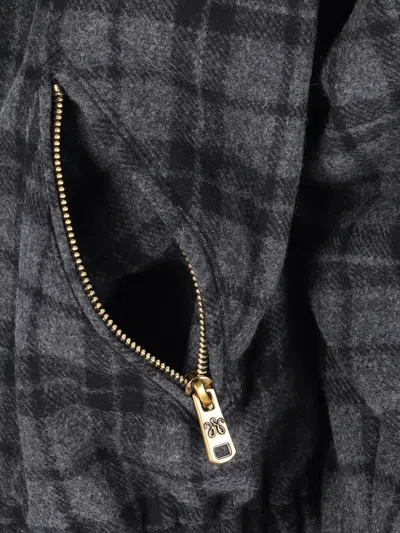 Willy Chavarria Ruff Rider Logo-embroidered Checked Wool-blend Jacket In Gray