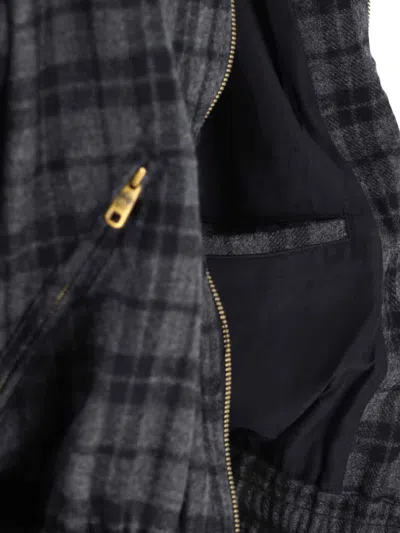 Willy Chavarria Ruff Rider Logo-embroidered Checked Wool-blend Jacket In Gray