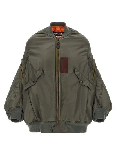 Junya Watanabe Lightweight Nylon Jacket With High Collar And Streamlined Silhouette In Green