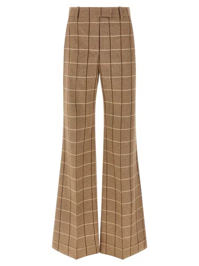 Valentino Garavani Garavani Wool Pants With Window Pattern In Brown