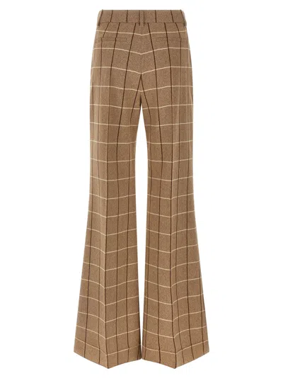 Valentino Garavani Garavani Wool Pants With Window Pattern In Brown
