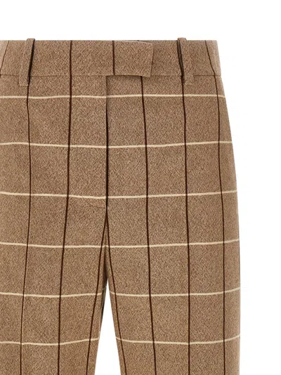 Valentino Garavani Garavani Wool Pants With Window Pattern In Brown