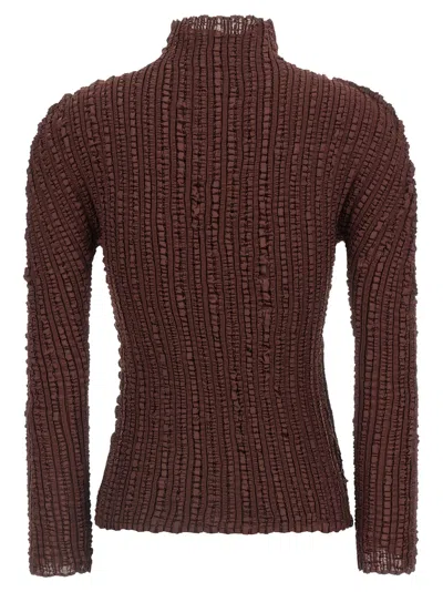 Issey Miyake Jellyfish Pleats Sweater In Brown