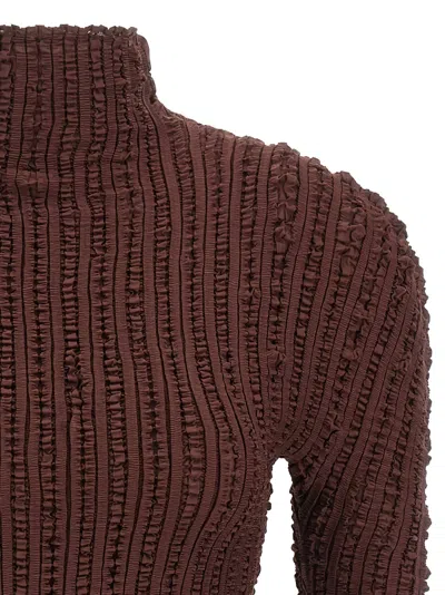 Issey Miyake Jellyfish Pleats Sweater In Brown