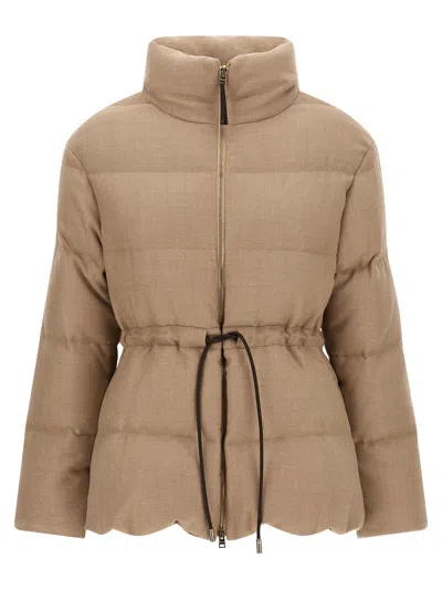 Herno Quilted Drawstring Wool Jacket In Neutral