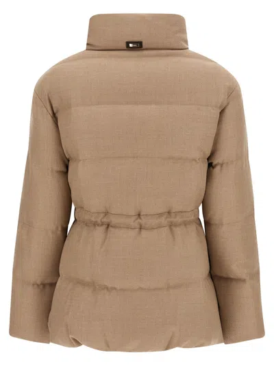 Herno Quilted Drawstring Wool Jacket In Neutral