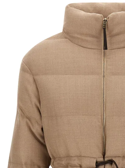Herno Quilted Drawstring Wool Jacket In Neutral