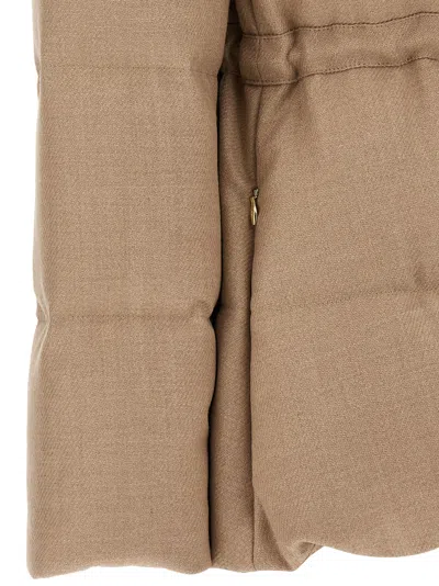 Herno Quilted Drawstring Wool Jacket In Neutral