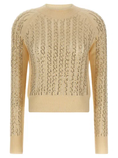 Ermanno Scervino Baguette Studded Sweater Sweaters And Cardigans Beige In Yellow