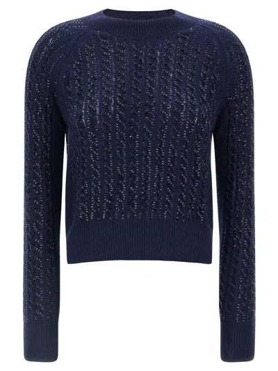 Ermanno Scervino Baguette Studded Sweater Sweaters And Cardigans Blue In Blue
