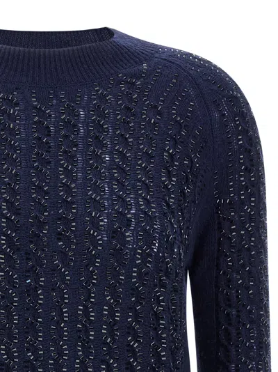 Ermanno Scervino Baguette Studded Sweater Sweaters And Cardigans Blue In Blue