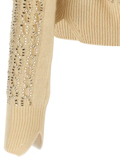 Ermanno Scervino Baguette Studded Sweater Sweaters And Cardigans Beige In Yellow