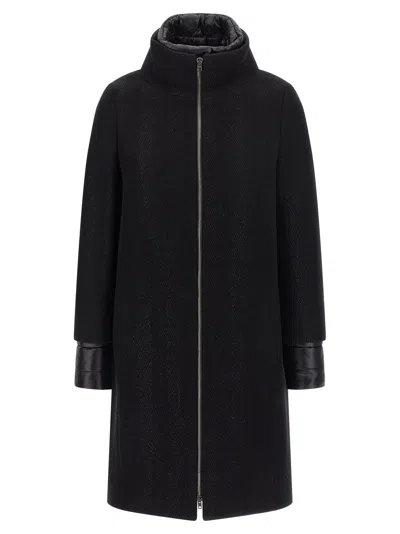 Herno Virgin Wool Coat With High Neck In Black