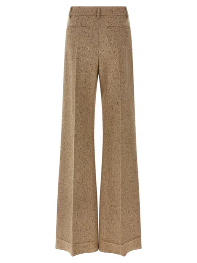 Valentino Pantalone A Palazzo In Lana Sabbia Melangé Donna In Nude