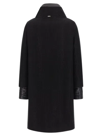 Herno Virgin Wool Coat With High Neck In Black