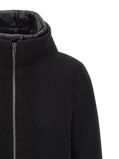 Herno Virgin Wool Coat With High Neck In Black