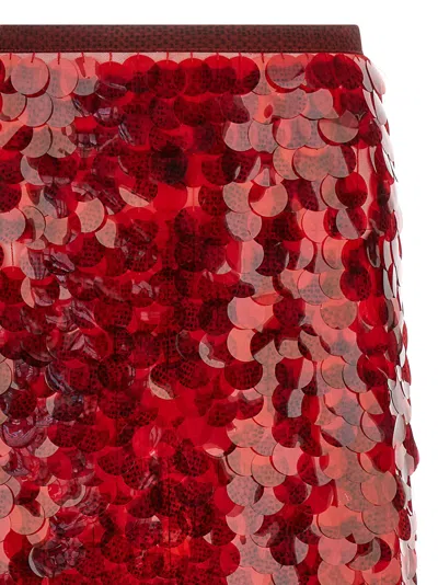 Fabiana Filippi Skirt In Printed Sequin Tulle In Red