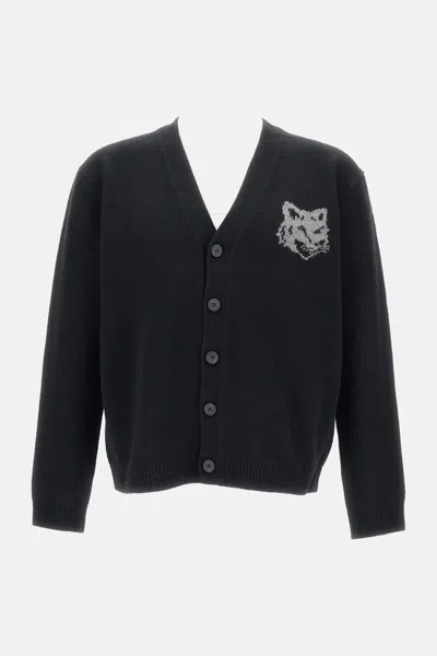 Maison Kitsuné Black Fox Head Cardigan With Buttons Closure In Black