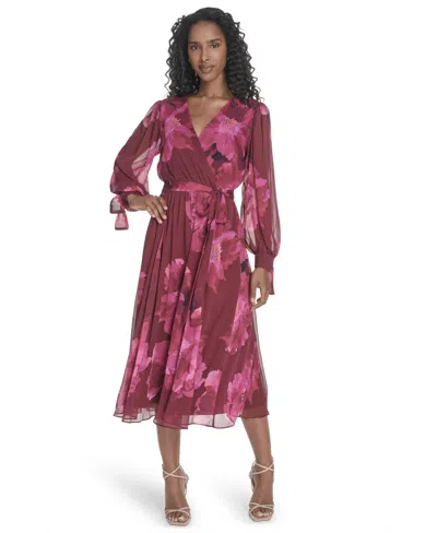 Calvin Klein Women's Tie-sleeve Midi Dress In Multi