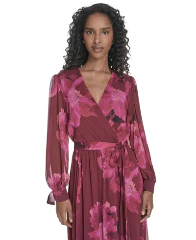 Calvin Klein Women's Tie-sleeve Midi Dress In Multi