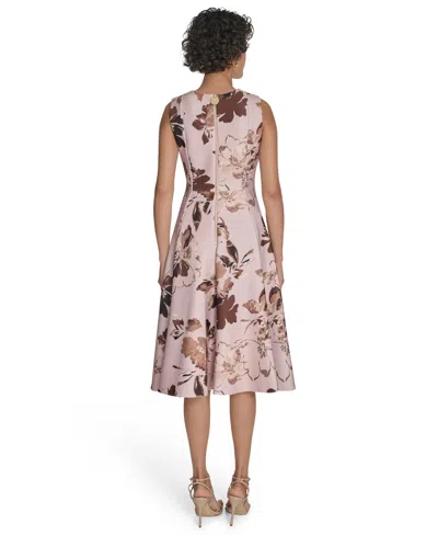 Calvin Klein Plus Size Printed Sleeveless Fit And Flare Dress In Multi