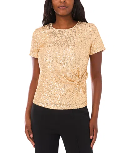 Vince Camuto Women's Short Sleeve Side Knot Top In Gold